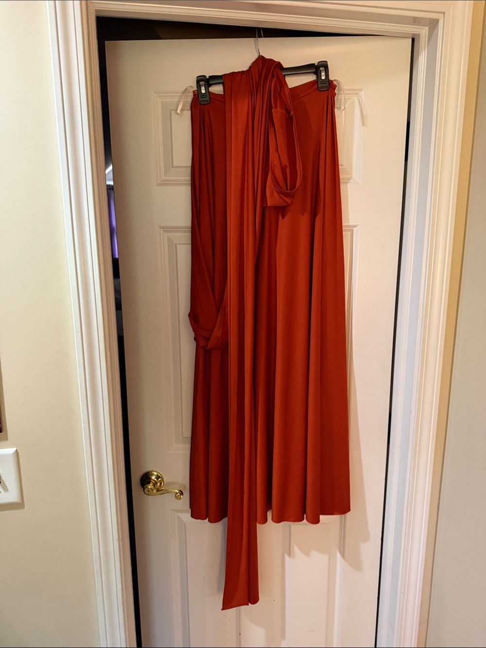 Rust Red Maxi Skirt with Draped Sash